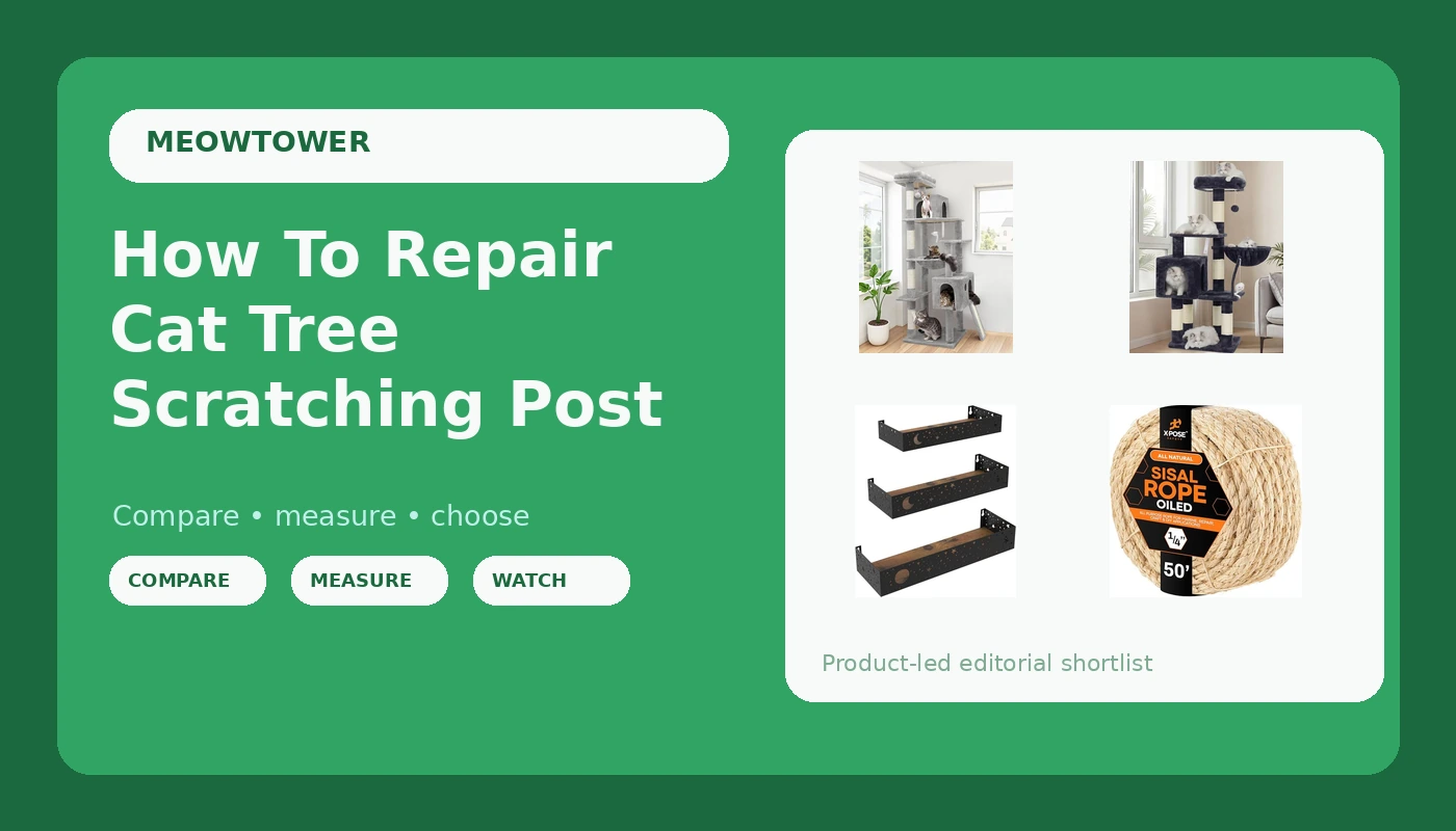 How To Repair Cat Tree Scratching Post - MeowTower review with measurements and honest opinion