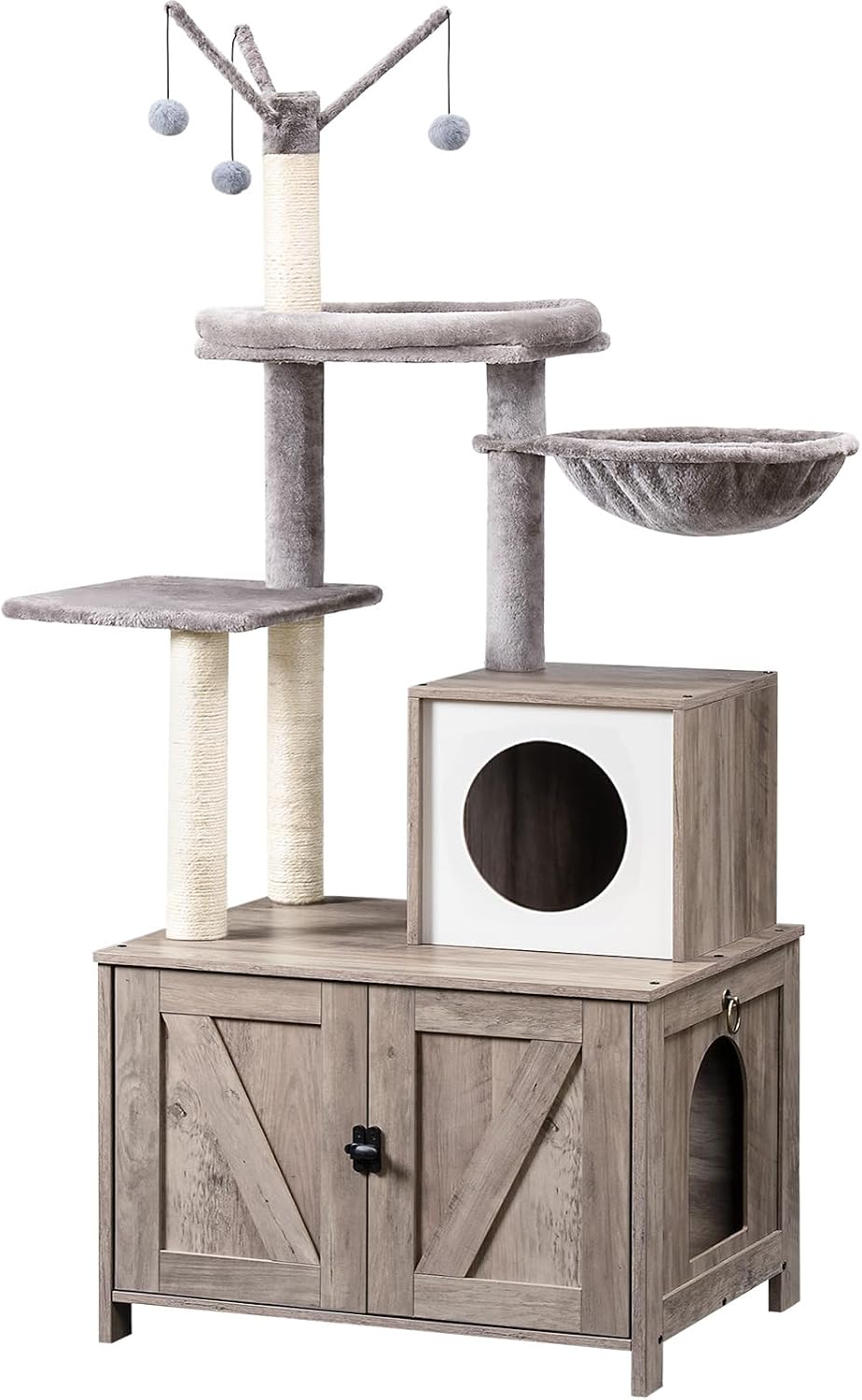 HOOBRO Cat Tree Tower with Litter Box Enclosure Indoor