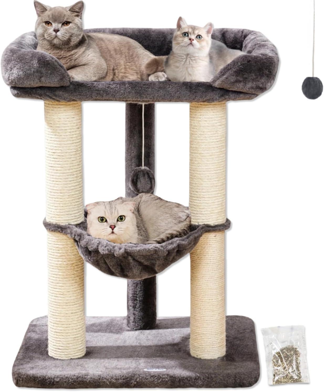 Happi N Pets 28 inch cat tree with hammock, window perch, and removable cover