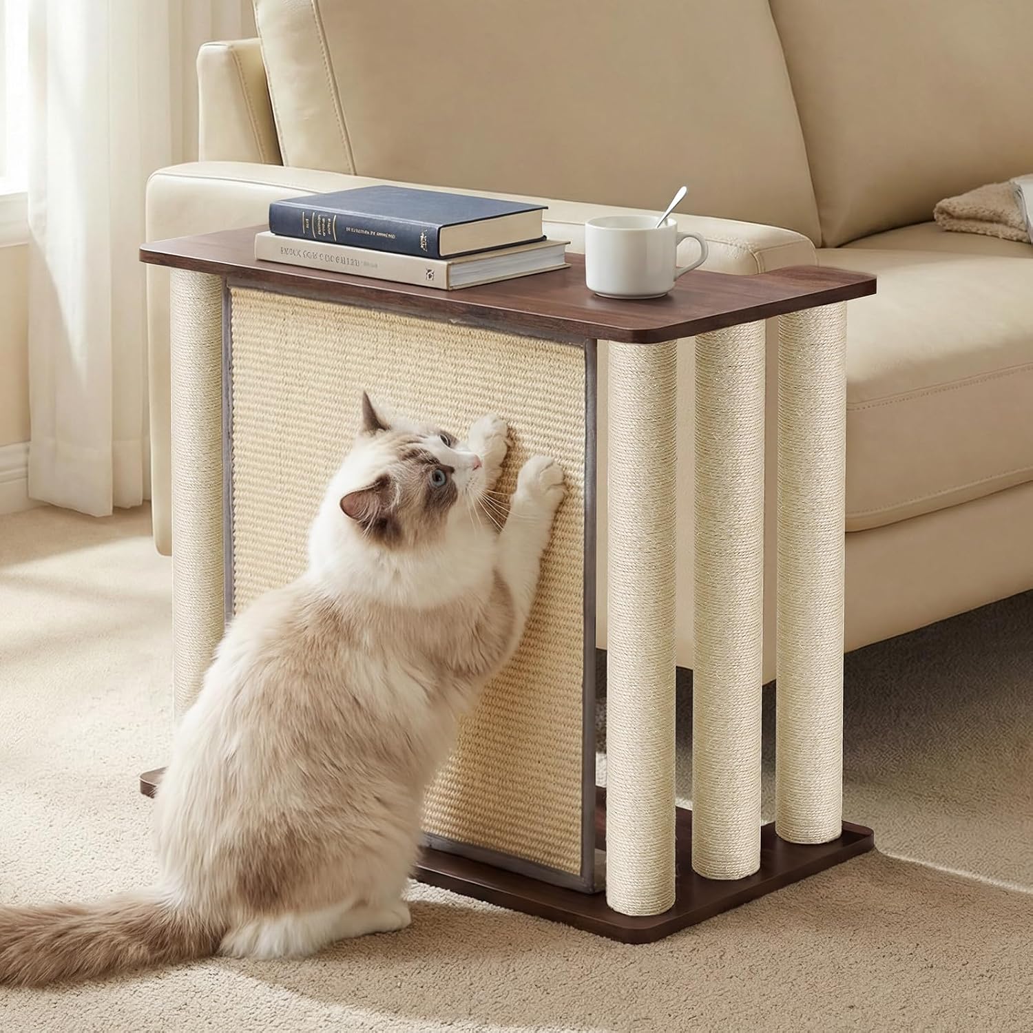Veehoo Cat Scratcher Side Table for Couch, Sofa Protector End Table