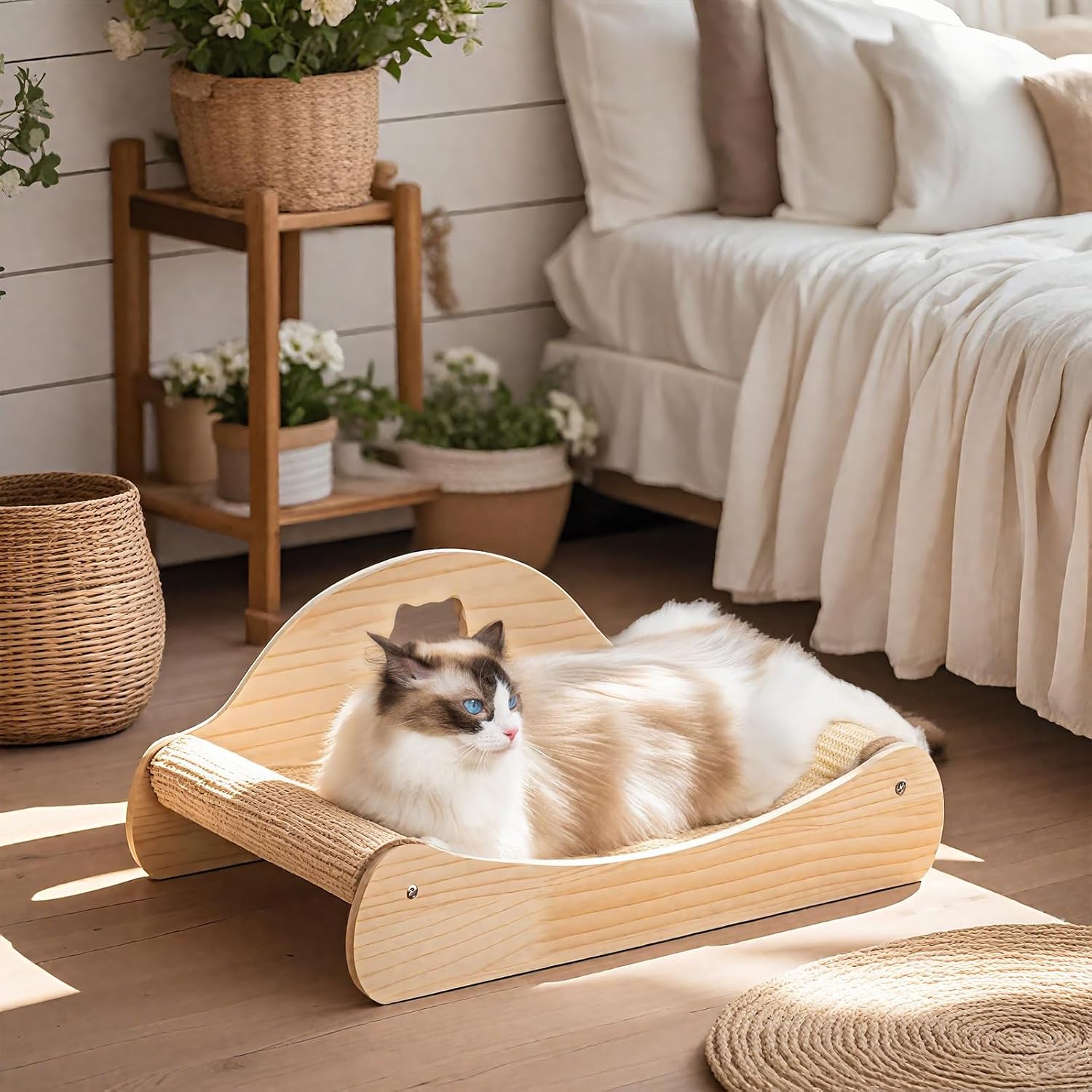 23" Large Sisal Cat Scratcher Lounge Bed for Indoor Cats